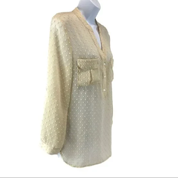 Stitch Fix Ellison Swiss Dot top ivory blouse -M - Picture 3 of 17